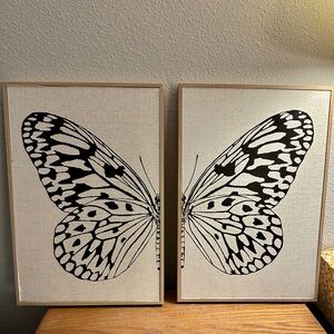 Unique two picture frame set with vintage style butterfly decor NWOT